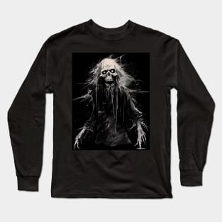 dead old hairy zombie, halloween design Long Sleeve T-Shirt